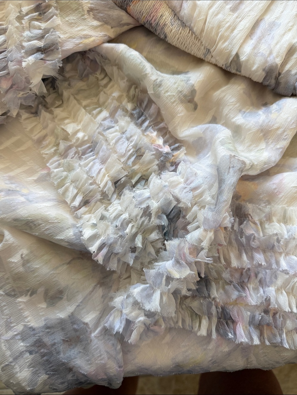 Rebecca Taylor Pale Watercolor Ruffle Dress - Picture 3 of 6